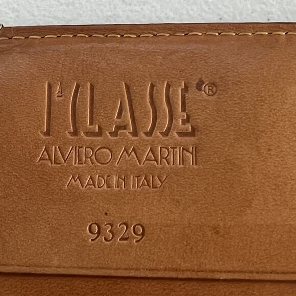 Alviero Martini Leather Wallet 7.5" Geo Classic Map Gold Clip Closure - Picture 6 of 7